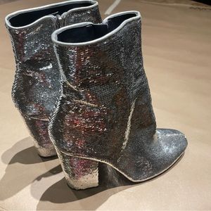 Silver Sequin Booties